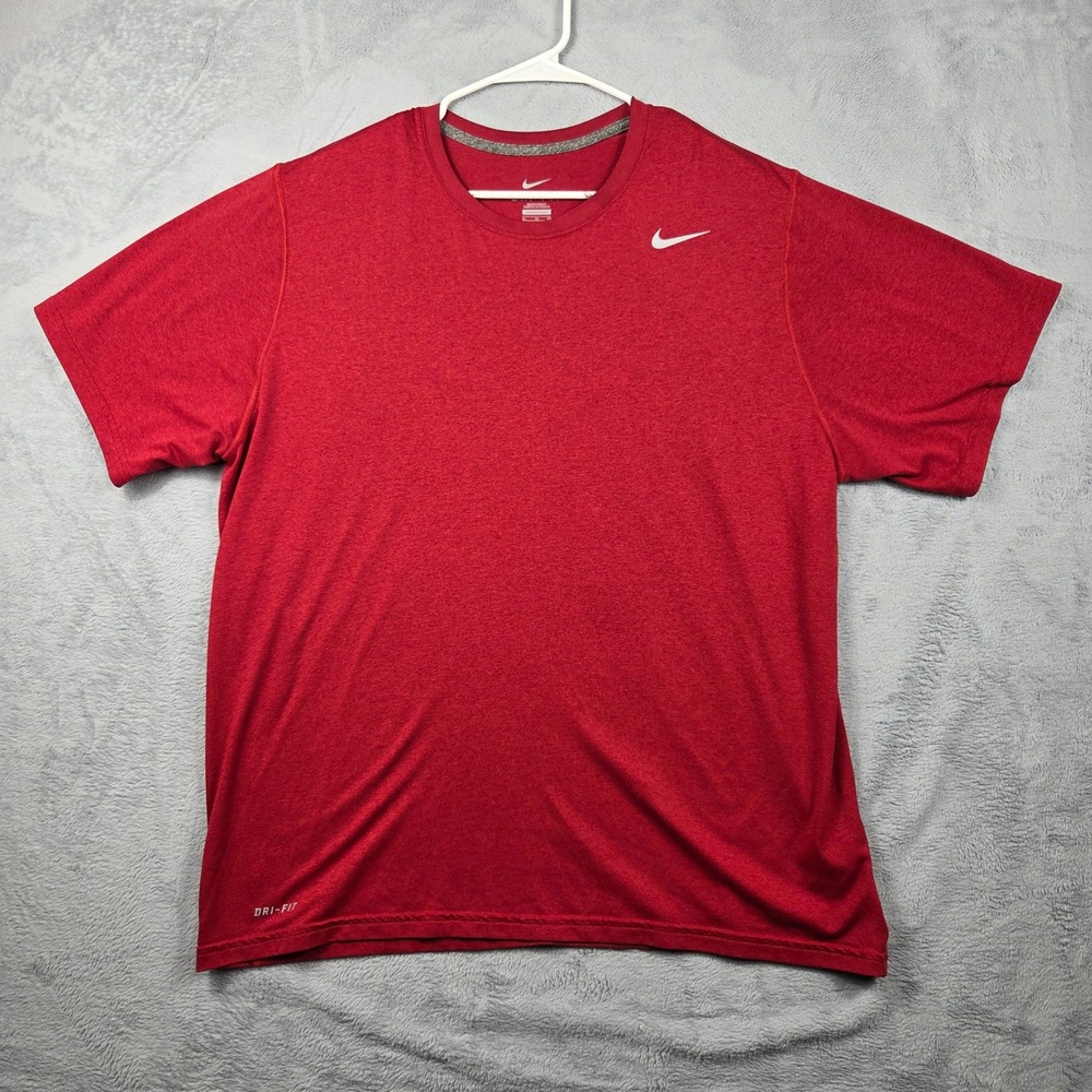 Nike Dri-FIT Shirt Mens XL Red Excellent Short Sleeve Swoosh Training Tee